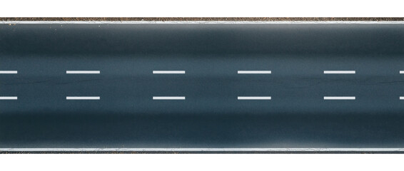 Multi lane asphalt highway isolated on a transparent background, top view