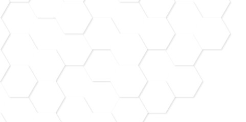 Minimal white hexagonal hexagon modern technology creative emboss light honeycomb polygonal web. abstract geometric science and mosaic tile with template texture background.	