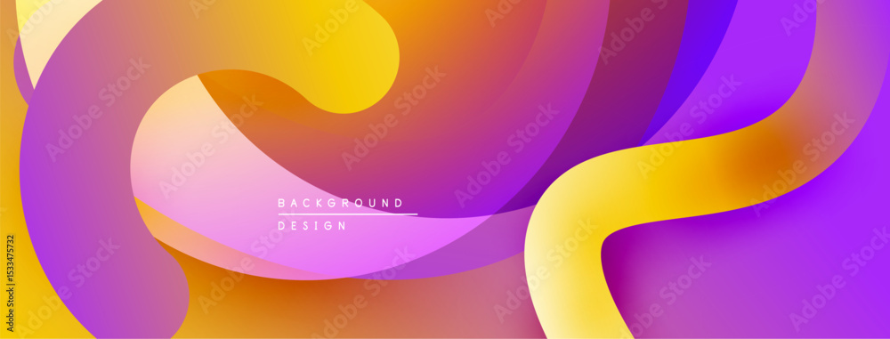 Poster Abstract fluid shapes blend vibrant colors. Gradient transitions create dynamic visual flow. Modern design element for backgrounds.