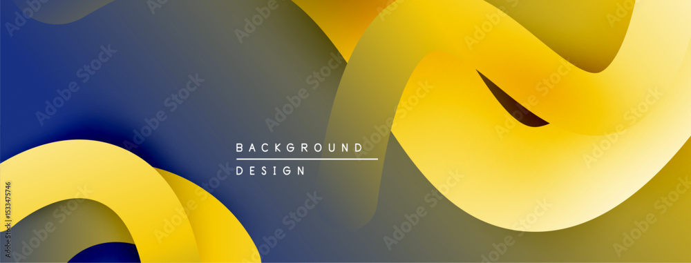 Aufkleber abstract fluid shapes, yellow, blue, gray tones. modern design, smooth gradients create dynamic comp