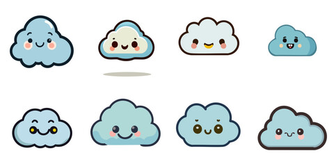 Fototapeta premium Multiple vector illustrations cute cloud