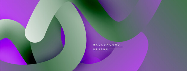 Abstract flowing shapes, purple green hues. Modern design, smooth gradients create dynamic visual texture. Minimalist composition.