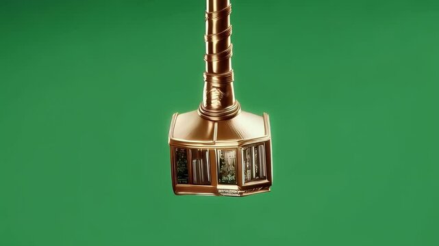 Futuristic gold hammer with embedded circuits
