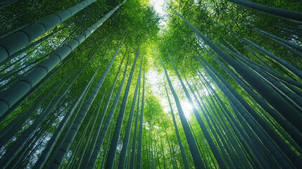 bamboo forest exudes a peaceful and enchanting ambiance as towering stalks create a serene and visually stunning environment