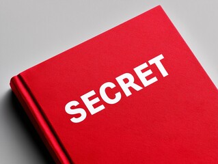 Secret book close-up angle, Red hardcover with textured surface, Suitable for privacy or secure content layout