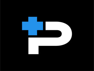 Obraz premium Modern logo design of letter p with plus sign