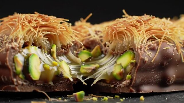 Decadent Chocolate-Covered Pistachio and Kataifi Delight A Sweet Culinary Masterpiece