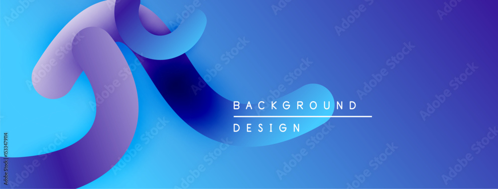 Aufkleber Abstract fluid shapes, vibrant blue purple gradient. Modern design element, background texture for projects. Smooth curves, dynamic composition.