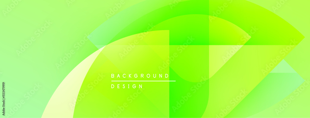 Poster Bright green abstract background. Overlapping shapes create dynamic visual effect. Modern design elements present smooth gradients.