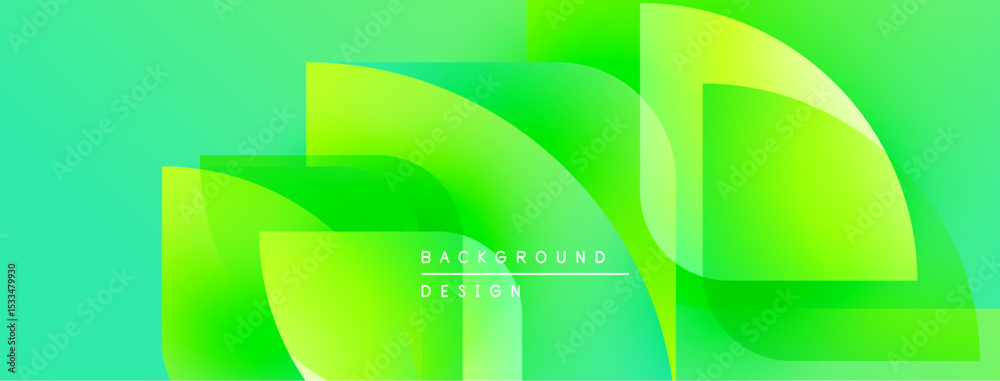 Aufkleber Abstract background features layered green shapes. Gradient colors create dynamic visual effect. Minimalist design suitable for digital projects.