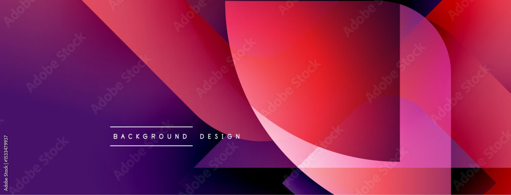 Poster Abstract gradient shapes overlap, creating dynamic visual effect. Purple, pink, red hues dominate composition. Text reads background design.
