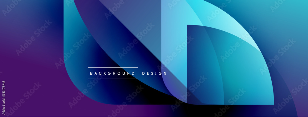 Aufkleber abstract gradient shapes create dynamic composition. purple, blue hues dominate design, suggesting m