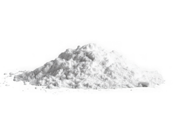Heap of white powder, snow, dust, flour, sugar, cocaine, ingredient, pile, isolated on transparent background