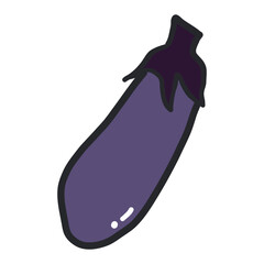 なすの輪郭あり手描きカラーイラスト