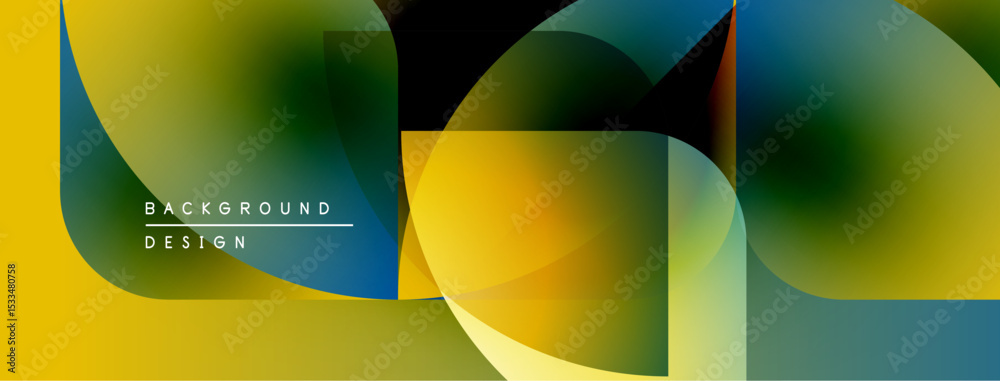 Aufkleber abstract geometric shapes overlap, creating vibrant color gradients. yellows, blues, greens blend se