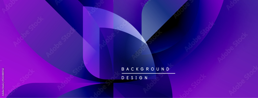 Poster Abstract purple, blue gradients create flowing shapes. Text reads background design centered within composition. Modern, dynamic visual.