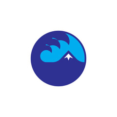 minimalist and simple ocean wave and mountain logo symbol.eps