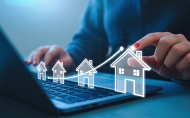 Increasing home values displayed on a laptop.