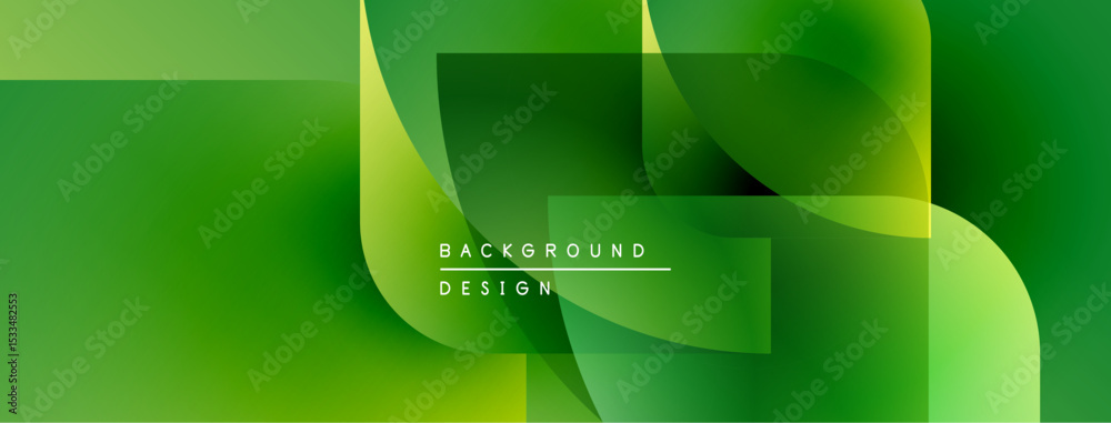 Aufkleber Abstract green gradients overlap, creating dynamic visual texture. Modern design elements suggest fluidity, depth. Minimal text present.