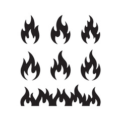 Collection of Black Flame Icons Graphic Design Elements for Branding and Web Design Projects