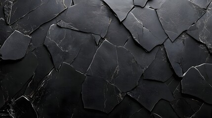 Abstract black background with irregular geometric shapes and textured surface