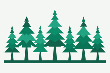 Obraz premium Stylized Evergreen Forest Illustration with Geometric Trees and a Simple Color Palette
