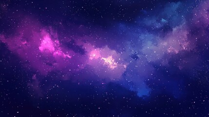 Obraz premium A cosmic abstract design with glowing star clusters, swirling light trails, and shades of purple and blue, evoking the mysteries of the universe