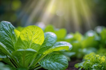 Harvesting fresh greens vegetable garden close-up photography natural light tranquil setting organic growth
