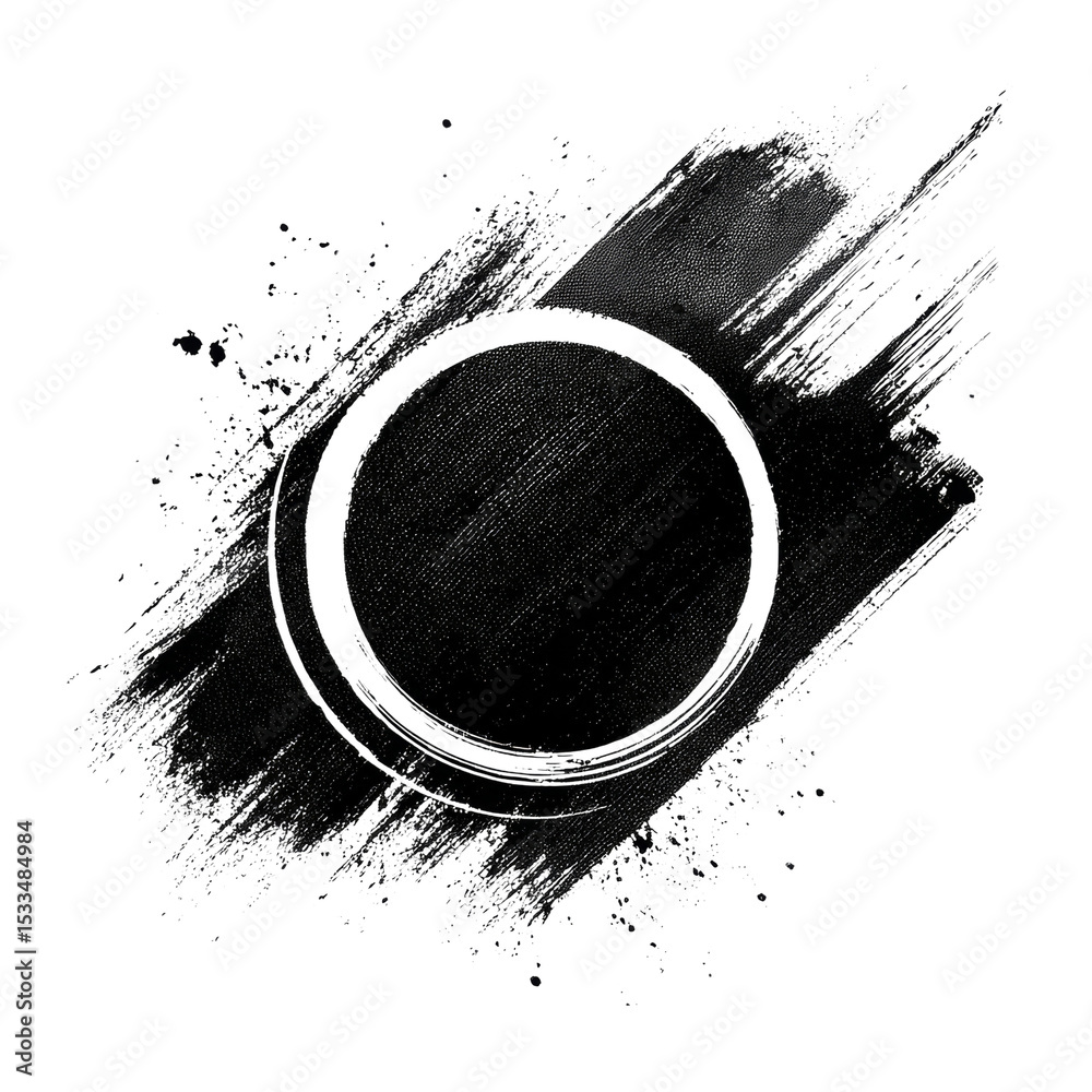 Aufkleber Abstract monochrome background featuring a paint stroked circle design element