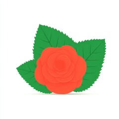 Beautiful red rose with green leaves nature scene graphic design calm environment close-up viewpoint