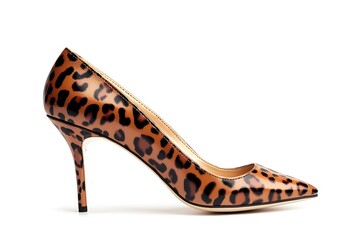 Leopard Print PointedToe Heel Elegant, Stylish Women's Fashion Footwear on White Background