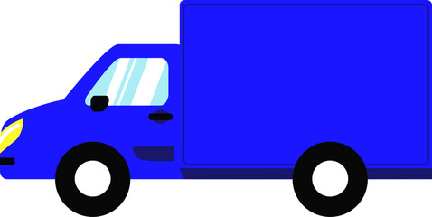 Blue Box Truck Delivery Van Illustration