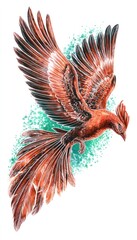 Obraz premium Fiery bird in flight