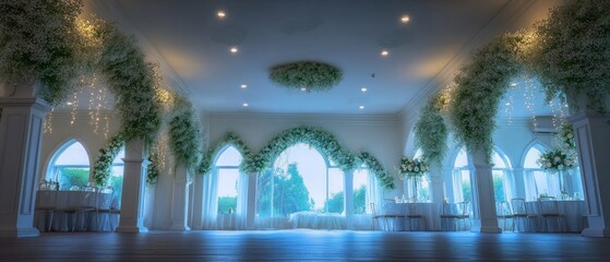 Fototapeta premium Elegant wedding venue with floral arches