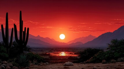 Sunset over mountain landscape desert environment nature scene serene viewpoint tranquil concept