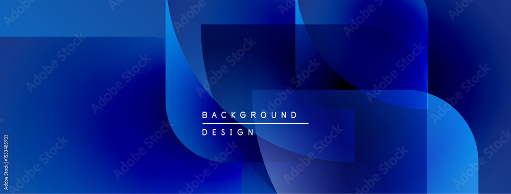 Poster Abstract blue design. Overlapping shapes create dynamic visual effect. Modern, gradient color scheme offers sleek aesthetic.