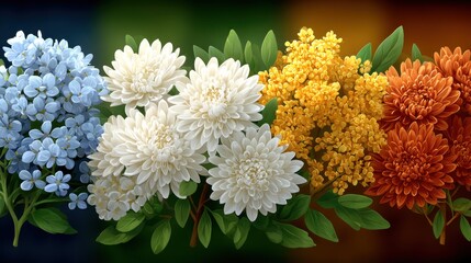 Vibrant floral arrangement botanical garden digital art colorful background close-up beauty of nature