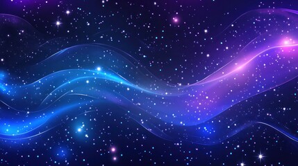Obraz premium A cosmic-inspired abstract background with deep blue and purple hues, illuminated by glowing stars and nebulae, evoking a sense of infinite space