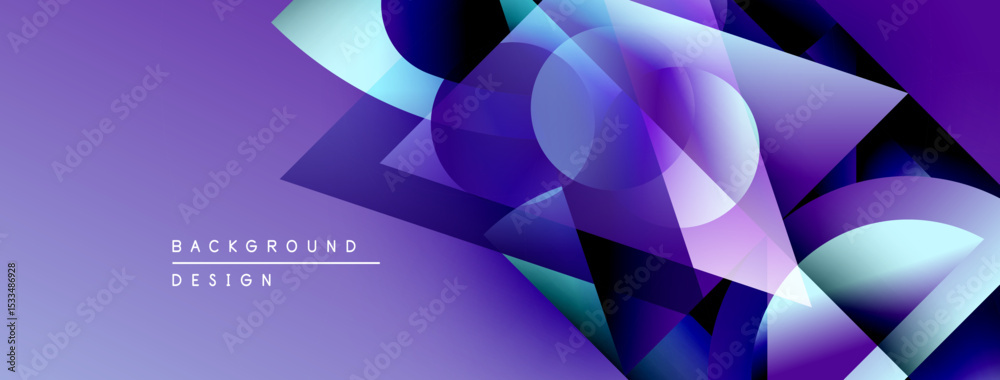 Poster Abstract purple background. Overlapping shapes create dynamic visual effect. Modern design elements present clean aesthetic.
