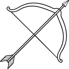 Archery bow outline vector illustration, line art