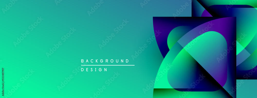 Poster Abstract gradient background. Vivid turquoise, purple hues blend. Modern design elements create dynamic composition. Minimal text present.