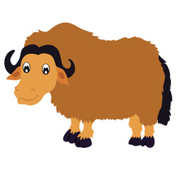Cute cartoon hand drawn vector flat yak clipart.