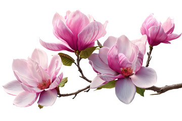 Obraz premium Branch of magnolia flowers on transparent background.
