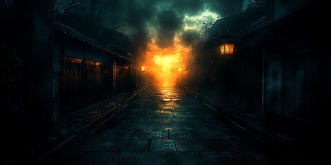 Naklejka premium Dark Alleyway at Night