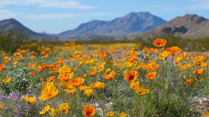 Fototapeta premium desert flowers exhibit their vibrant blooms adapt to harsh desert environment and showcase beauty of arid terrain