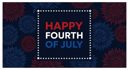 4th of July Celebration Background with Fireworks and Patriotic Colors 