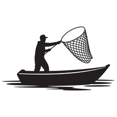 Fototapeta premium Premium Vintage Fisherman Vector Illustration with Intricate Black & White Detailing – Ideal for Authentic Outdoor, Fishing, and Nature-Themed Creative Projects . Thank You. 