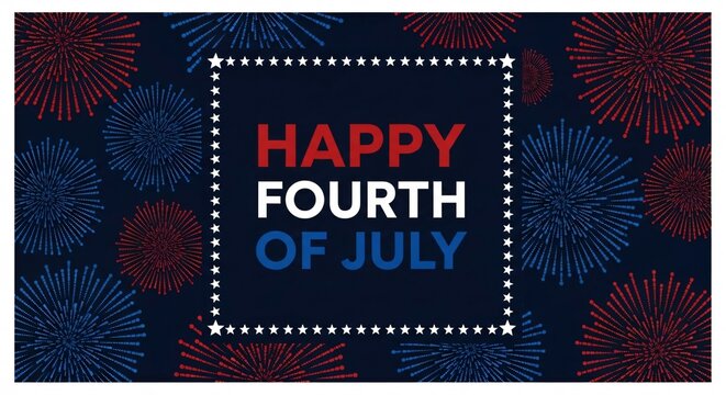 4th of July Celebration Background with Fireworks and Patriotic Colors 