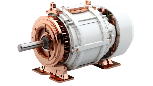 Powerful Electric Motor with Copper Components and White Housing