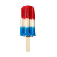 Red white and blue popsicle isolated on transparent background	
